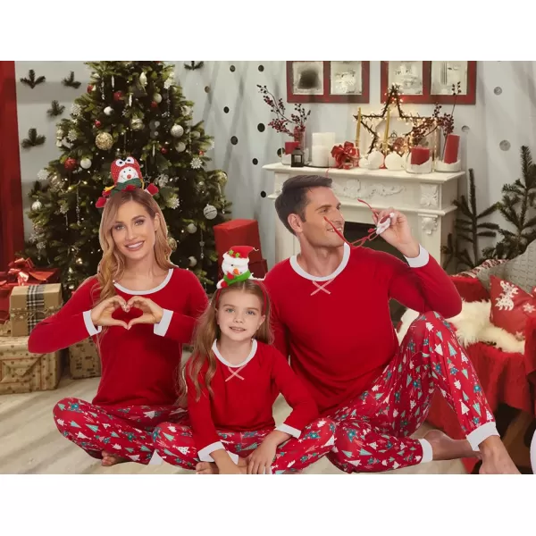 Ekouaer Family Matching Pajamas Christmas Sleepwear Soft Loungewear Pjs Set With PocketsMen Red