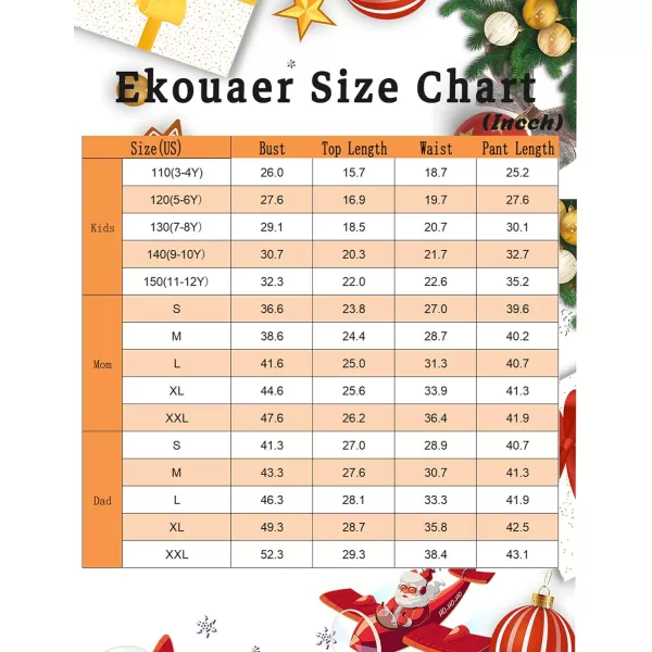 Ekouaer Family Matching Pajamas Christmas Sleepwear Soft Loungewear Pjs Set With PocketsWomen Pat1