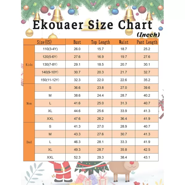 Ekouaer Family Matching Pajamas Christmas Sleepwear Soft Loungewear Pjs Set With PocketsWomen Pattern