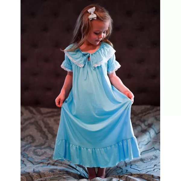 Ekouaer Girls Soft Princess Nightgowns Sleep Shirt11clear Blueshort Sleeve