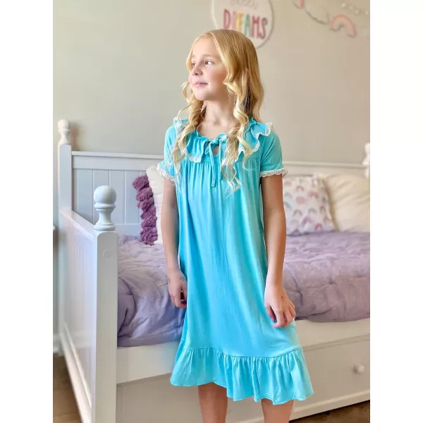 Ekouaer Girls Soft Princess Nightgowns Sleep Shirt11clear Blueshort Sleeve