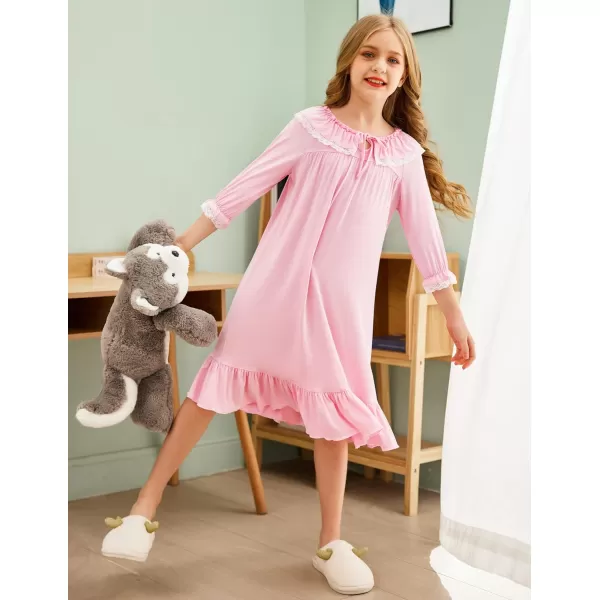 Ekouaer Girls Soft Princess Nightgowns Sleep Shirt1pink