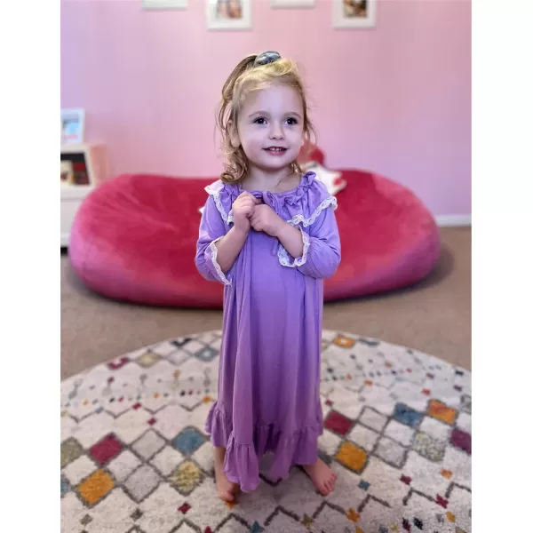 Ekouaer Girls Soft Princess Nightgowns Sleep Shirt1purple