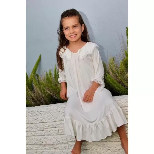 Ekouaer Girls Soft Princess Nightgowns Sleep Shirt1white
