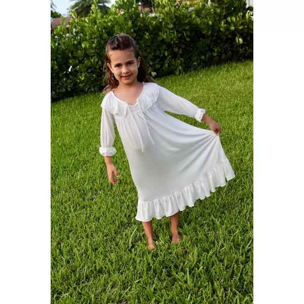 Ekouaer Girls Soft Princess Nightgowns Sleep Shirt1white