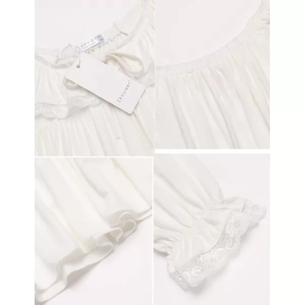 Ekouaer Girls Soft Princess Nightgowns Sleep Shirt1white