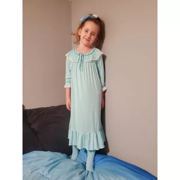 Ekouaer Girls Soft Princess Nightgowns Sleep ShirtAqua Green