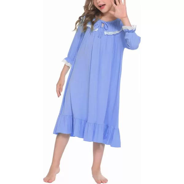 Ekouaer Girls Soft Princess Nightgowns Sleep ShirtBlue