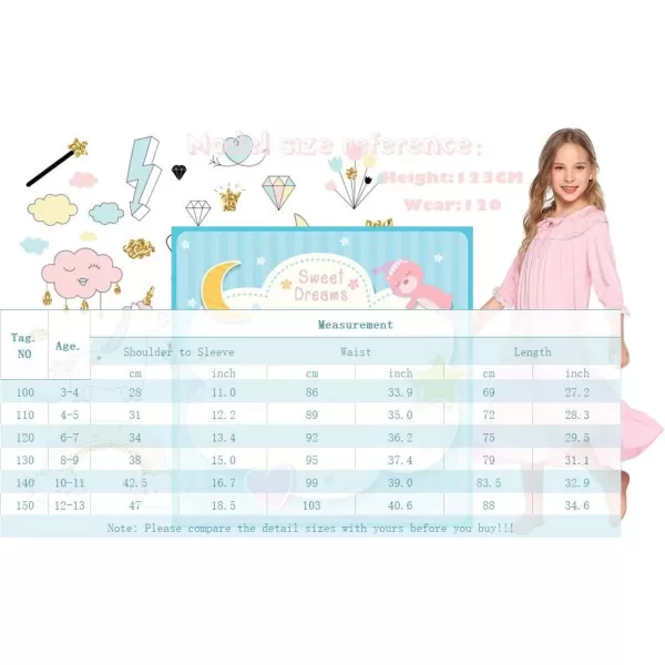 Ekouaer Girls Soft Princess Nightgowns Sleep ShirtClear Blue