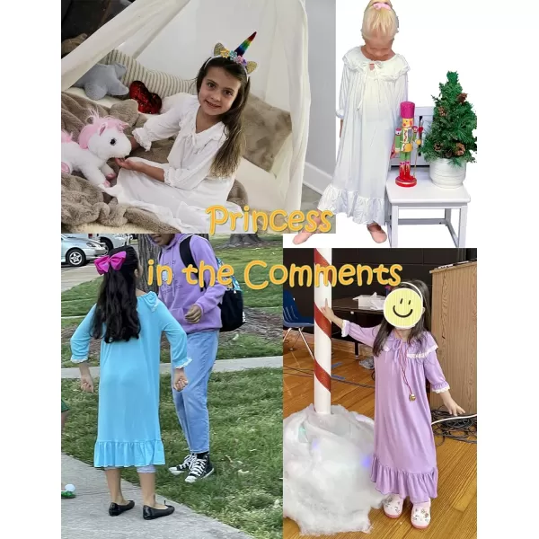 Ekouaer Girls Soft Princess Nightgowns Sleep ShirtClear Blue
