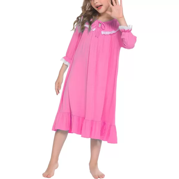 Ekouaer Girls Soft Princess Nightgowns Sleep ShirtRose