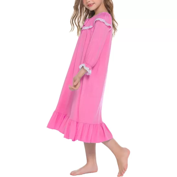 Ekouaer Girls Soft Princess Nightgowns Sleep ShirtRose