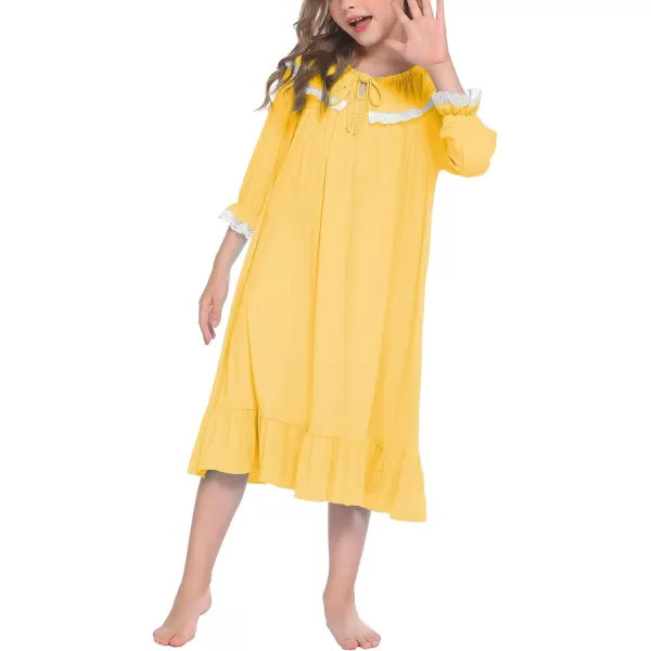 Ekouaer Girls Soft Princess Nightgowns Sleep ShirtYellow