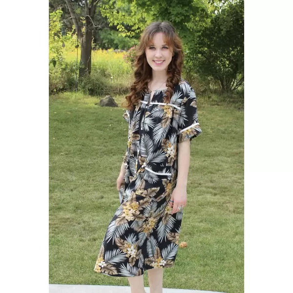 Ekouaer House Dress for Women with Pockets Button Down Duster Housecoat Short Sleeve Patio Dress Nightgown SXXXLGolden Flower