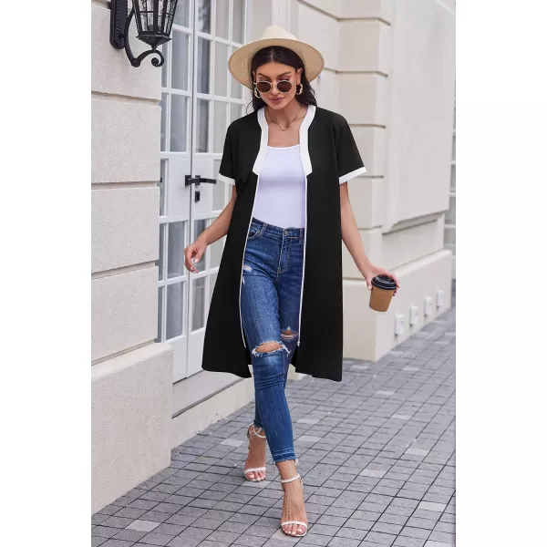 Ekouaer Housecoat Women Zipper Front Duster Robe Short Sleeve Lounger Housedress Pockets Nightgown Casual Nights SXXXLBlack