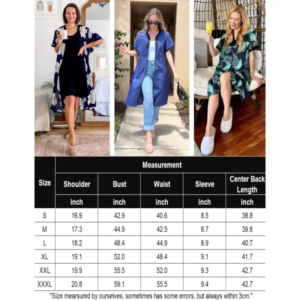 Ekouaer Housecoat Women Zipper Front Duster Robe Short Sleeve Lounger Housedress Pockets Nightgown Casual Nights SXXXLNavyblue2