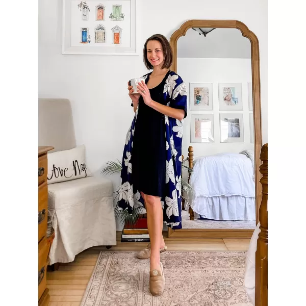 Ekouaer Housecoat Women Zipper Front Duster Robe Short Sleeve Lounger Housedress Pockets Nightgown Casual Nights SXXXLPat15