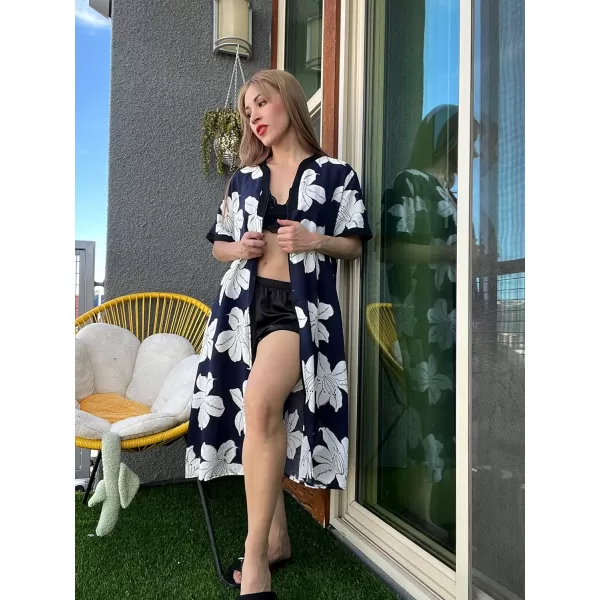 Ekouaer Housecoat Women Zipper Front Duster Robe Short Sleeve Lounger Housedress Pockets Nightgown Casual Nights SXXXLPat15