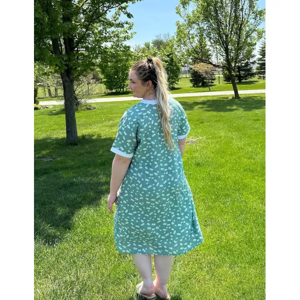 Ekouaer Housecoat Women Zipper Front Duster Robe Short Sleeve Lounger Housedress Pockets Nightgown Casual Nights SXXXLPat17