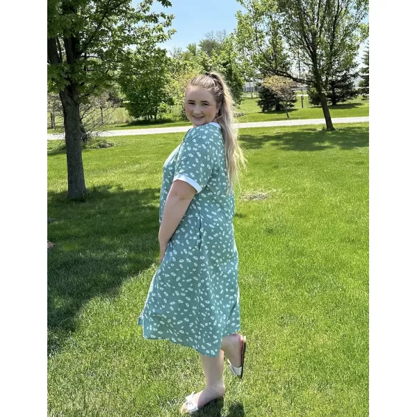 Ekouaer Housecoat Women Zipper Front Duster Robe Short Sleeve Lounger Housedress Pockets Nightgown Casual Nights SXXXLPat17