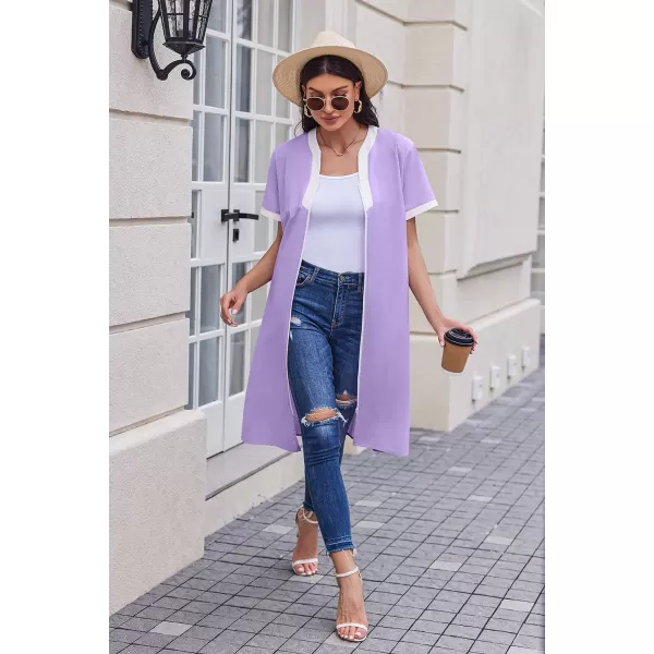 Ekouaer Housecoat Women Zipper Front Duster Robe Short Sleeve Lounger Housedress Pockets Nightgown Casual Nights SXXXLPurple