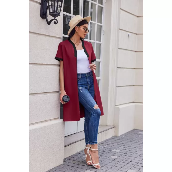 Ekouaer Housecoat Women Zipper Front Duster Robe Short Sleeve Lounger Housedress Pockets Nightgown Casual Nights SXXXLWine Red2