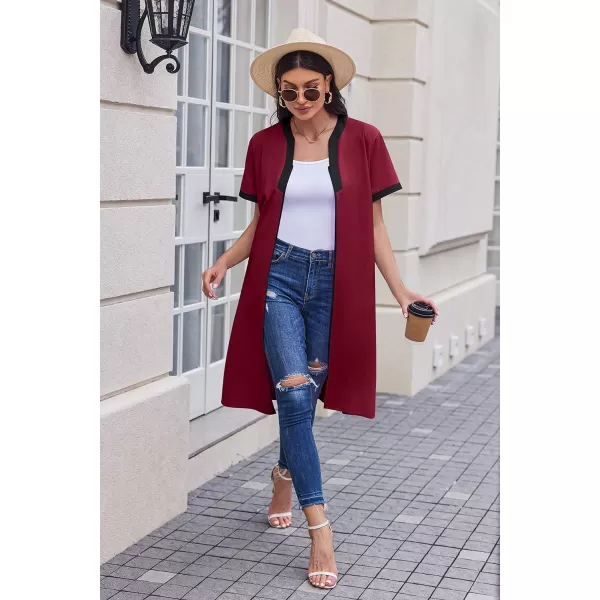 Ekouaer Housecoat Women Zipper Front Duster Robe Short Sleeve Lounger Housedress Pockets Nightgown Casual Nights SXXXLWine Red2