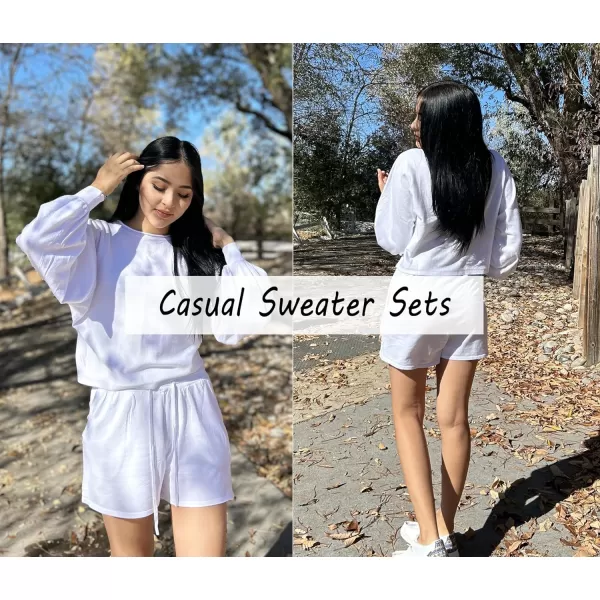 Ekouaer Knit Pajamas Set for Women Lounge Wear Sets Long Sleeve Sweatsuit Matching 2 Piece Outfits Casual Sweater Sets SXXLWhite