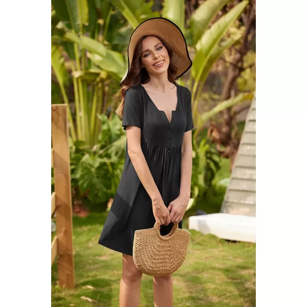 Ekouaer Labor and Delivery Gown Nursing NightgownnbspMaternity Nightgowns for Hospital Short BreastfeedingnbspNightgown SXXLBlack