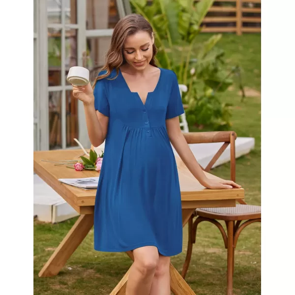 Ekouaer Labor and Delivery Gown Nursing NightgownnbspMaternity Nightgowns for Hospital Short BreastfeedingnbspNightgown SXXLBlue1