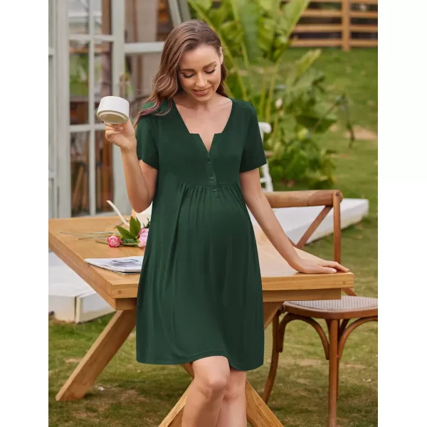 Ekouaer Labor and Delivery Gown Nursing NightgownnbspMaternity Nightgowns for Hospital Short BreastfeedingnbspNightgown SXXLDark Green