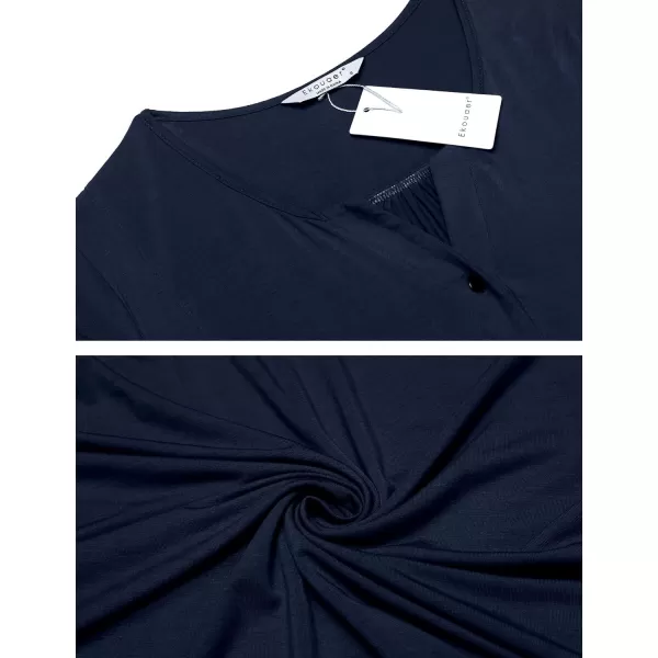 Ekouaer Labor and Delivery Gown Nursing NightgownnbspMaternity Nightgowns for Hospital Short BreastfeedingnbspNightgown SXXLNavy Blue
