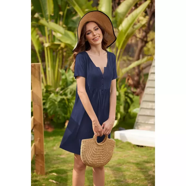 Ekouaer Labor and Delivery Gown Nursing NightgownnbspMaternity Nightgowns for Hospital Short BreastfeedingnbspNightgown SXXLNavy Blue