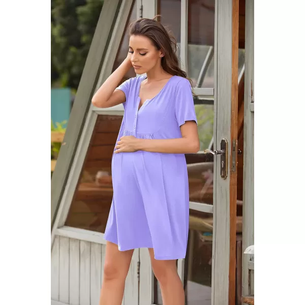 Ekouaer Labor and Delivery Gown Nursing NightgownnbspMaternity Nightgowns for Hospital Short BreastfeedingnbspNightgown SXXLPurple