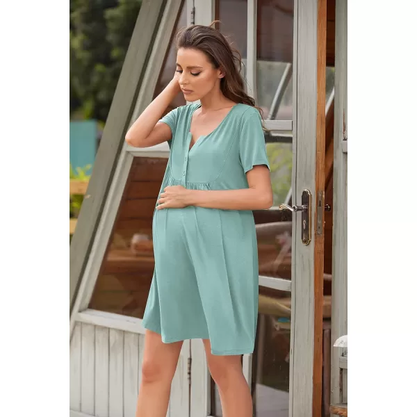 Ekouaer Labor and Delivery Gown Nursing NightgownnbspMaternity Nightgowns for Hospital Short BreastfeedingnbspNightgown SXXLTurquoise