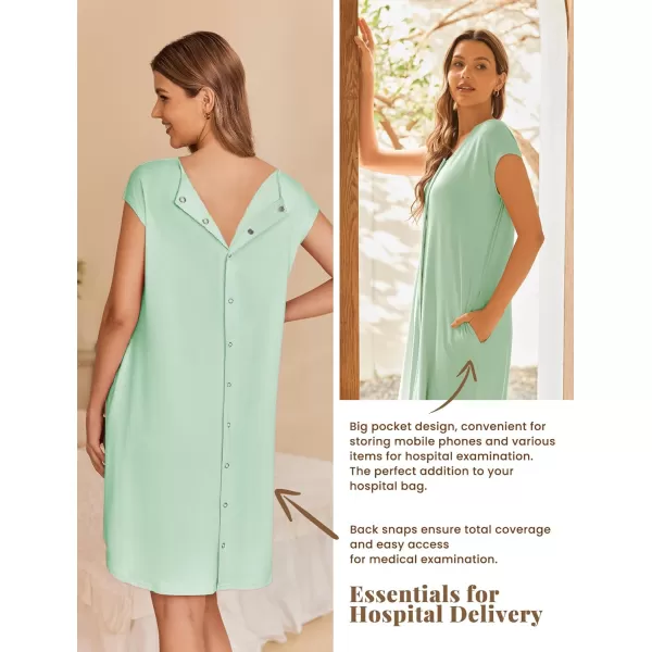 Ekouaer LaborDeliveryHospital Gown Nursing Nightgown Maternity Sleepwear With Pockets Postpartum Gowns with Button SXXLGreen