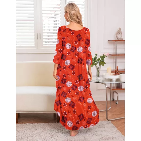 Ekouaer Long Nightgown for Women 34 Sleeves Nightshirt Maxi Sleep Dress Plus Size Loungewear Full Length SleepwearBpat8