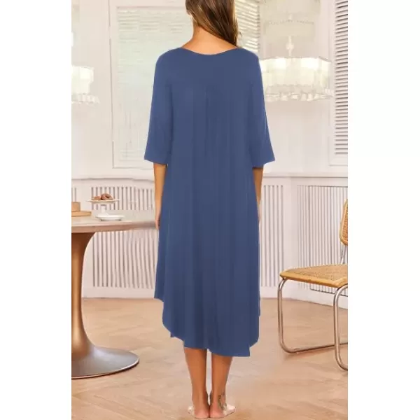 Ekouaer Long Nightgown for Women 34 Sleeves Nightshirt Maxi Sleep Dress Plus Size Loungewear Full Length SleepwearChamplain