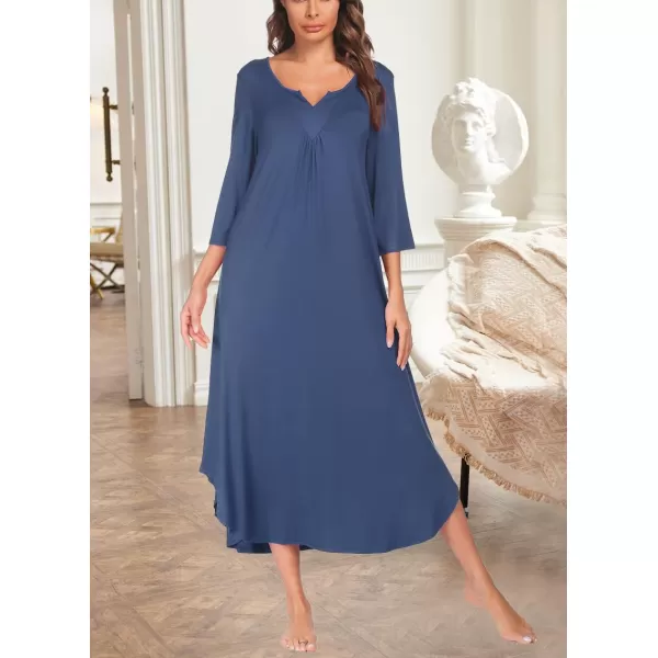 Ekouaer Long Nightgown for Women 34 Sleeves Nightshirt Maxi Sleep Dress Plus Size Loungewear Full Length SleepwearChamplain