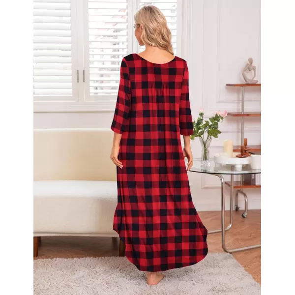 Ekouaer Long Nightgown for Women 34 Sleeves Nightshirt Maxi Sleep Dress Plus Size Loungewear Full Length SleepwearPat10