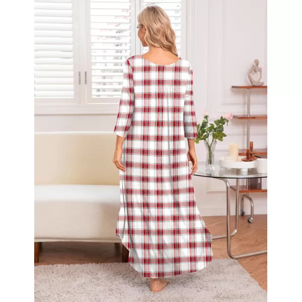 Ekouaer Long Nightgown for Women 34 Sleeves Nightshirt Maxi Sleep Dress Plus Size Loungewear Full Length SleepwearPat12