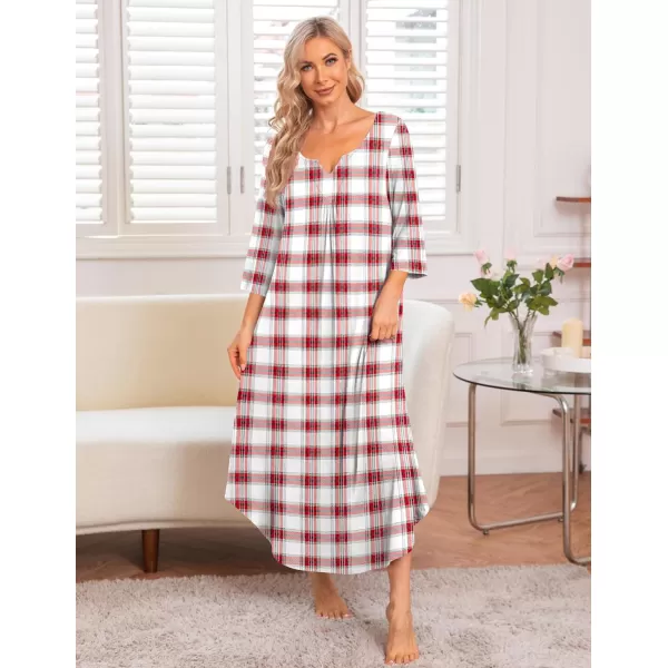 Ekouaer Long Nightgown for Women 34 Sleeves Nightshirt Maxi Sleep Dress Plus Size Loungewear Full Length SleepwearPat12