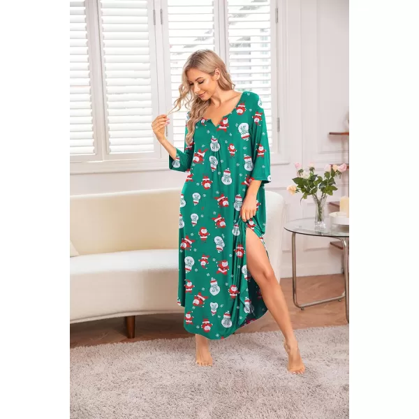 Ekouaer Long Nightgown for Women 34 Sleeves Nightshirt Maxi Sleep Dress Plus Size Loungewear Full Length SleepwearPat9