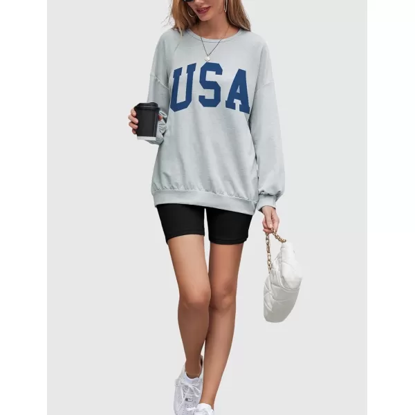 Ekouaer Lounge Set Womens 2 Pieces Outfits Oversized Long Sleeve Sweatshirts Biker Shorts SweatsuitsAgrey