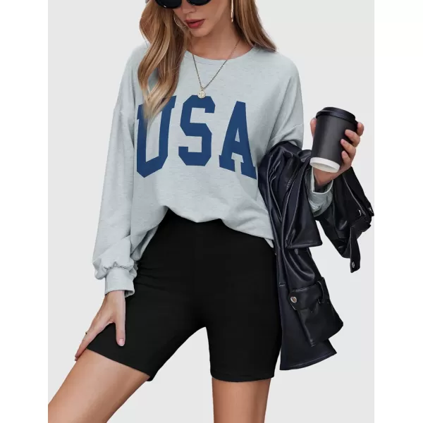 Ekouaer Lounge Set Womens 2 Pieces Outfits Oversized Long Sleeve Sweatshirts Biker Shorts SweatsuitsAgrey