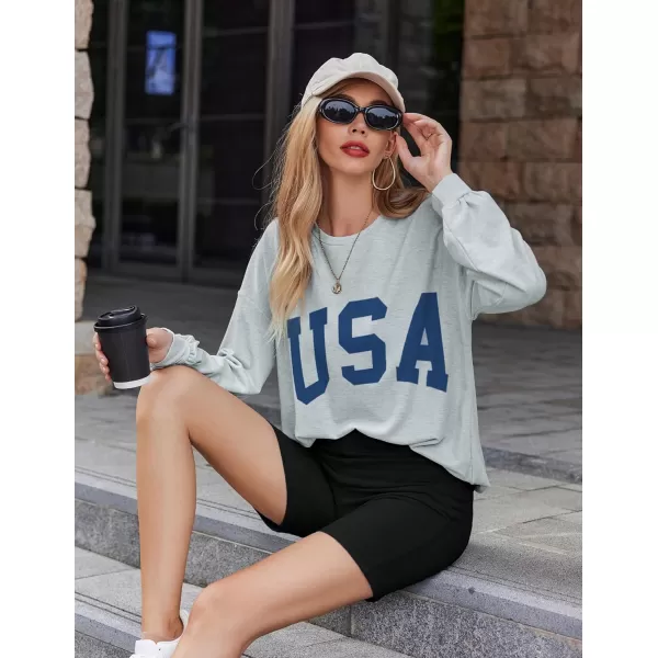 Ekouaer Lounge Set Womens 2 Pieces Outfits Oversized Long Sleeve Sweatshirts Biker Shorts SweatsuitsAgrey