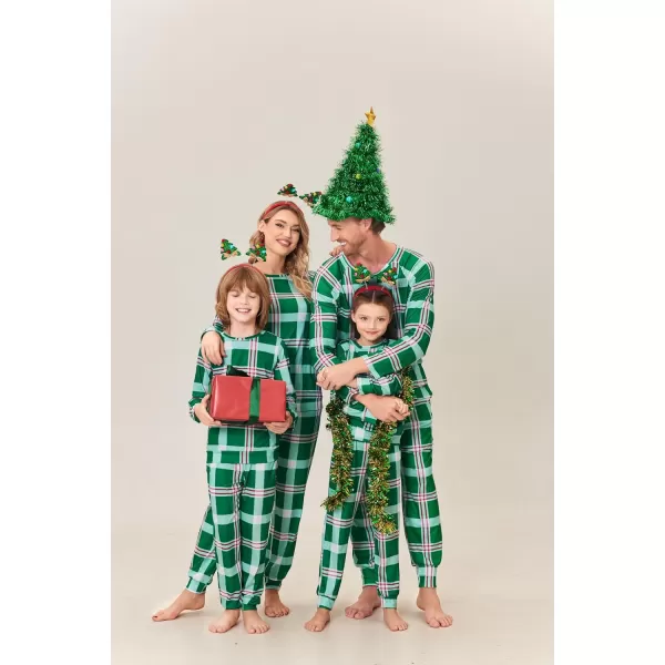 Ekouaer Matching Christmas Family Pajamas Sets Couples Xmas Holiday Pjs for Women Men Boys and GirlsKids Green Plaid