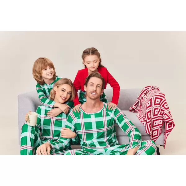 Ekouaer Matching Christmas Family Pajamas Sets Couples Xmas Holiday Pjs for Women Men Boys and GirlsKids Green Plaid