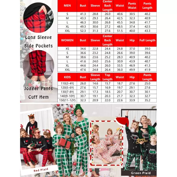 Ekouaer Matching Christmas Family Pajamas Sets Couples Xmas Holiday Pjs for Women Men Boys and GirlsKids Green Plaid