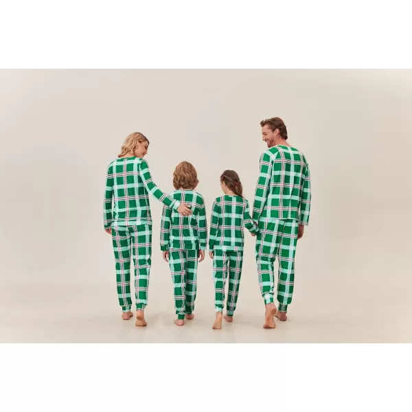 Ekouaer Matching Christmas Family Pajamas Sets Couples Xmas Holiday Pjs for Women Men Boys and GirlsKids Green Plaid